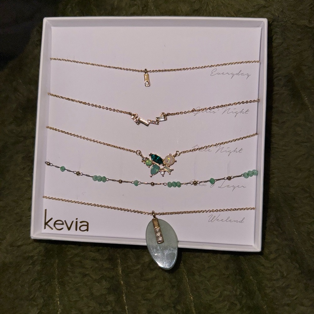 Gold and Green Kevia Necklace Set